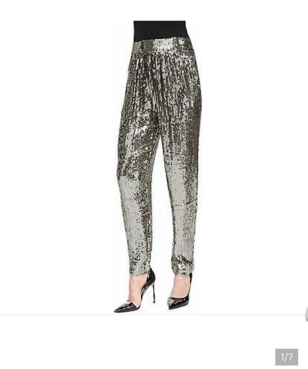 Alice & Olivia Antique Gold Sequin Pants